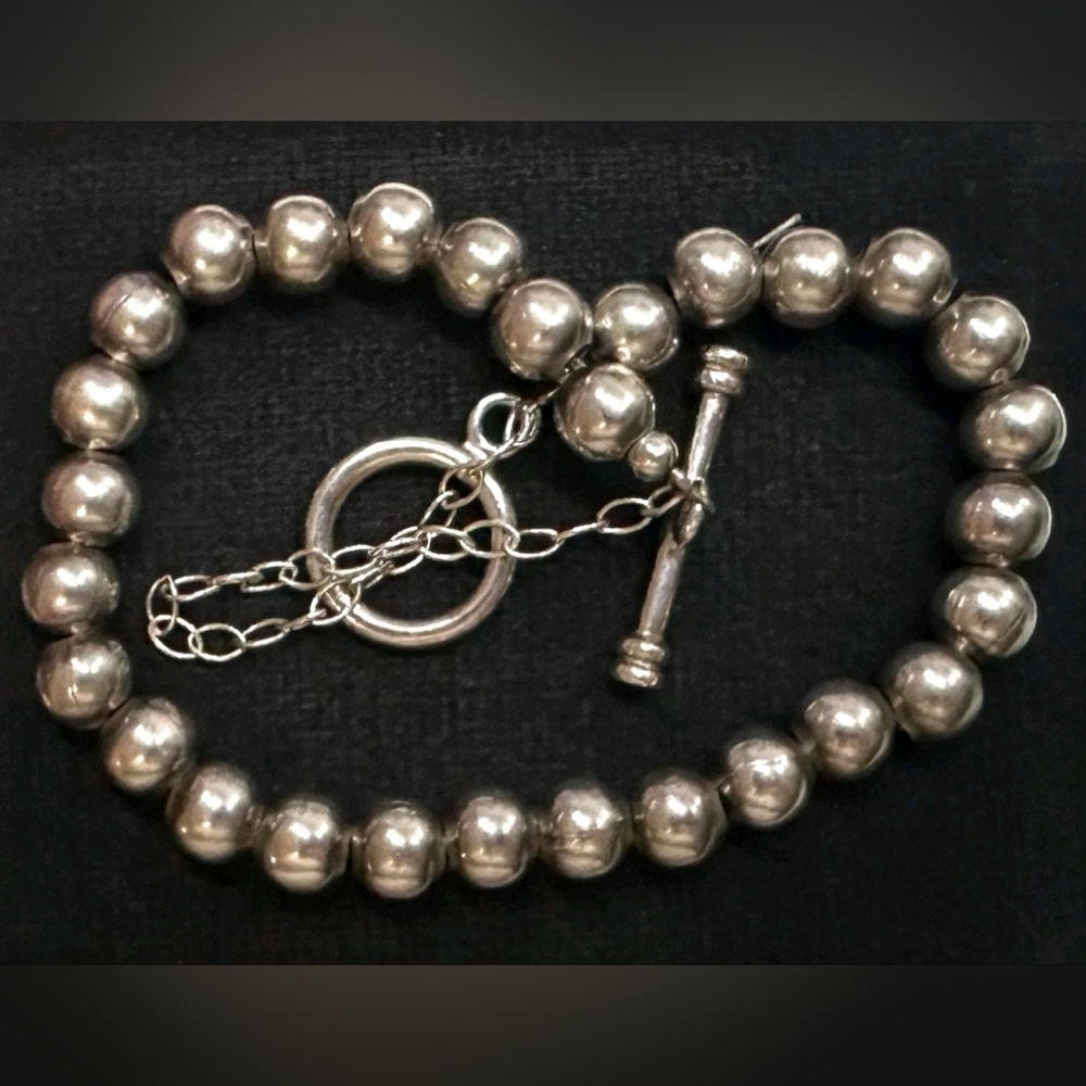 Silpada 925 Sterling Ball Bead 6mm Toggle Bracelet B0059 - Picture 2 of 6